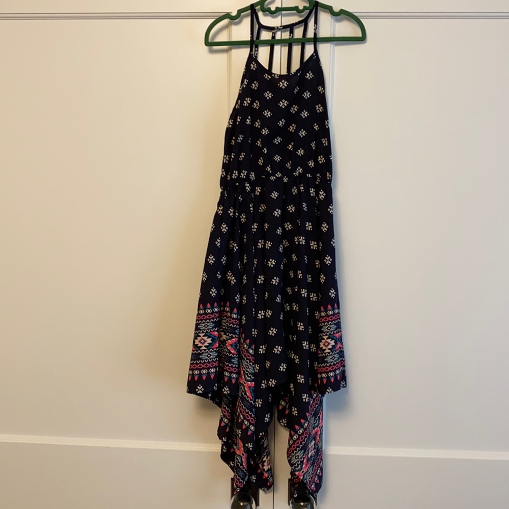 Girls dress with strap back & handkerchief skirt